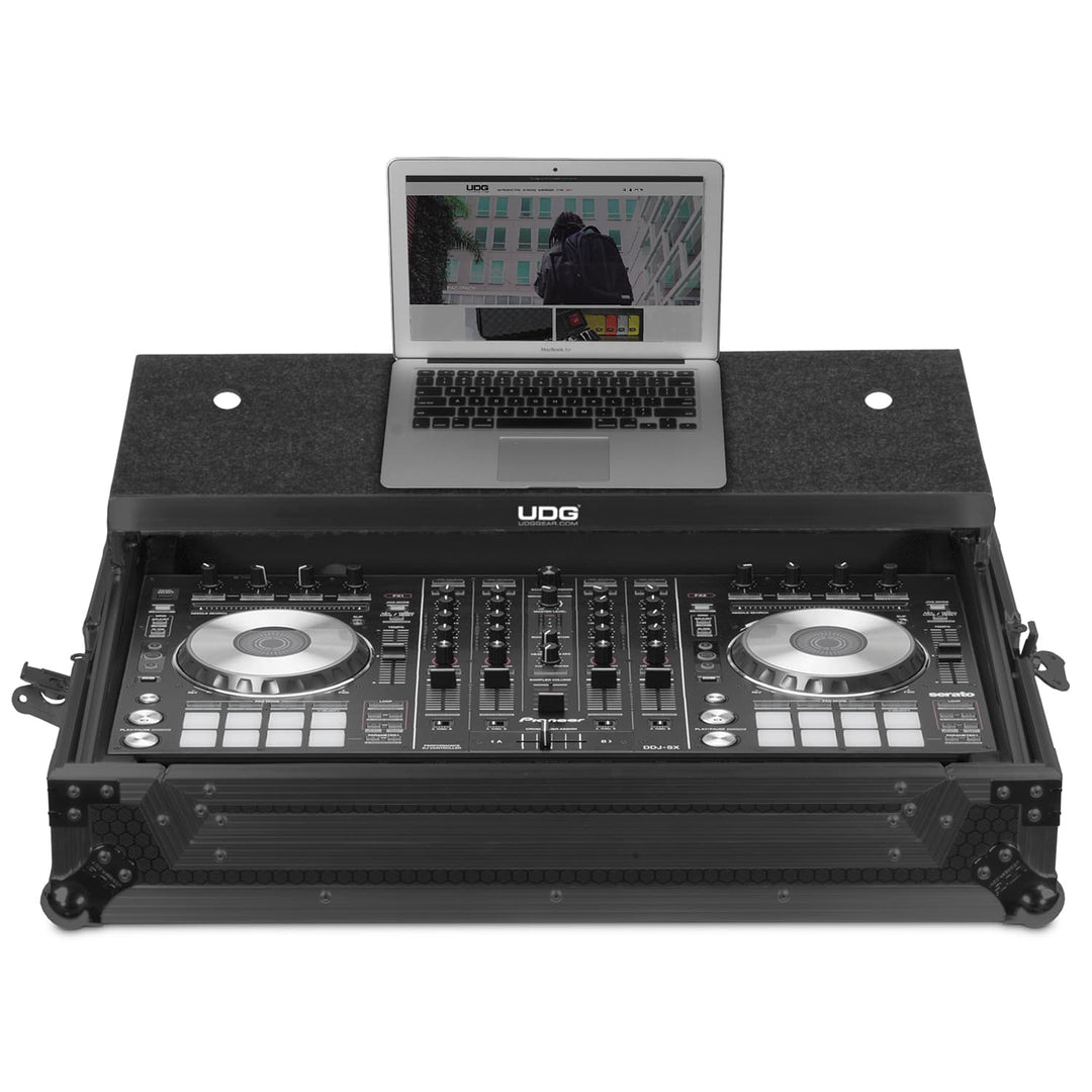 UDG Ultimate Flight Case Pioneer DDJ-RX/ SX3 Black MK2 Plus (Laptop Shelf)