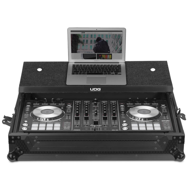 UDG Ultimate Flight Case Pioneer DDJ-RX/ SX3 Black MK2 Plus (Laptop Shelf)