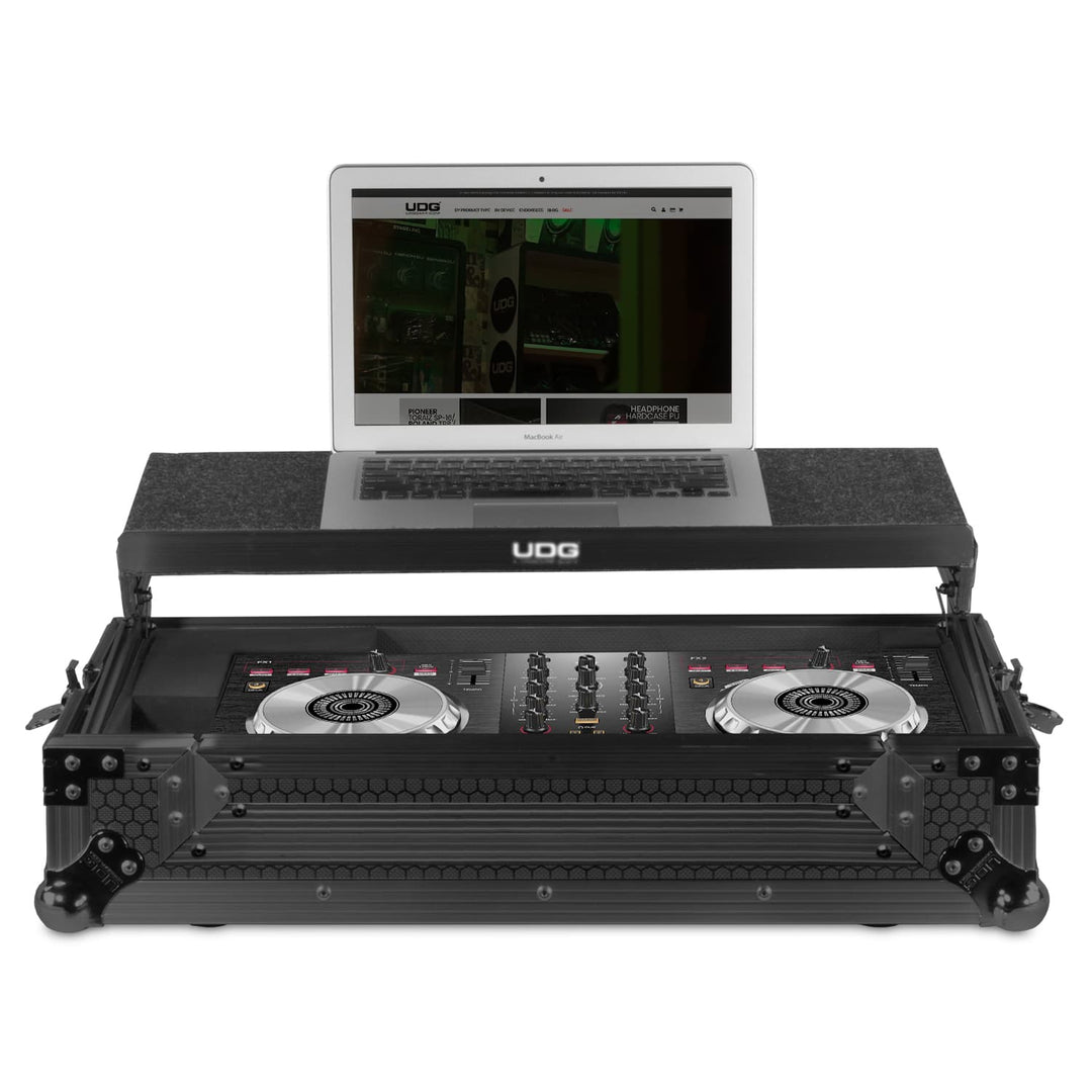 UDG Ultimate Flight Case Pioneer DDJ-SB2/ SB3/ DDJ-400 Black MK2 Plus (Laptop Shelf)