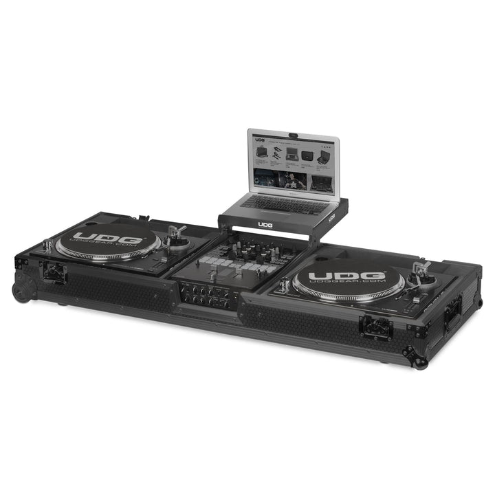 UDG Ultimate Flight Case Set PLX9/SL1200 Black MK2 Plus (Laptop Shelf + Wheels)