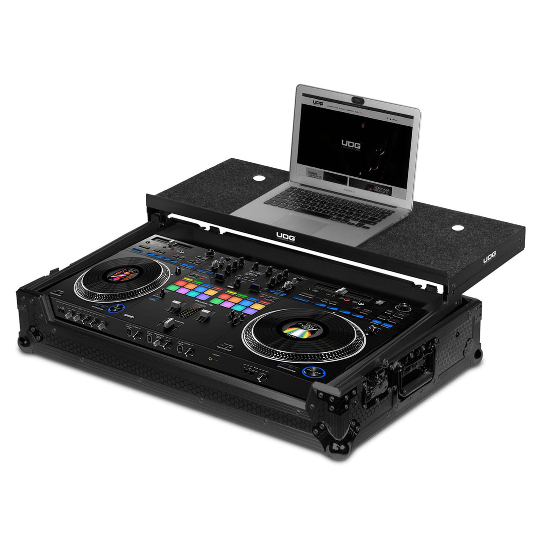 UDG Ultimate Flight Case Pioneer DDJ-REV7 Black Plus (Laptop Shelf + Wheels)