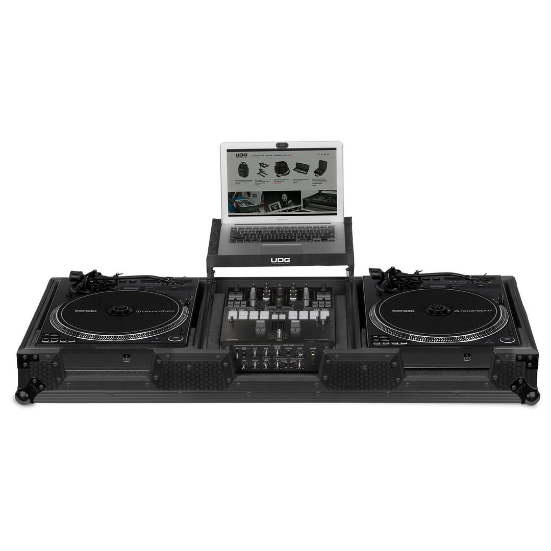 UDG Ultimate Flight Case Set Pioneer PLX-CRSS12 & 10"/12" Mixer Black Plus (Laptop Shelf + Wheels)